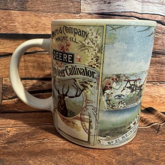 John Deere & Co Coffee Mug Tea Cup Moline Illinois Tractor Reindeer Cultivator - Picture 3 of 6